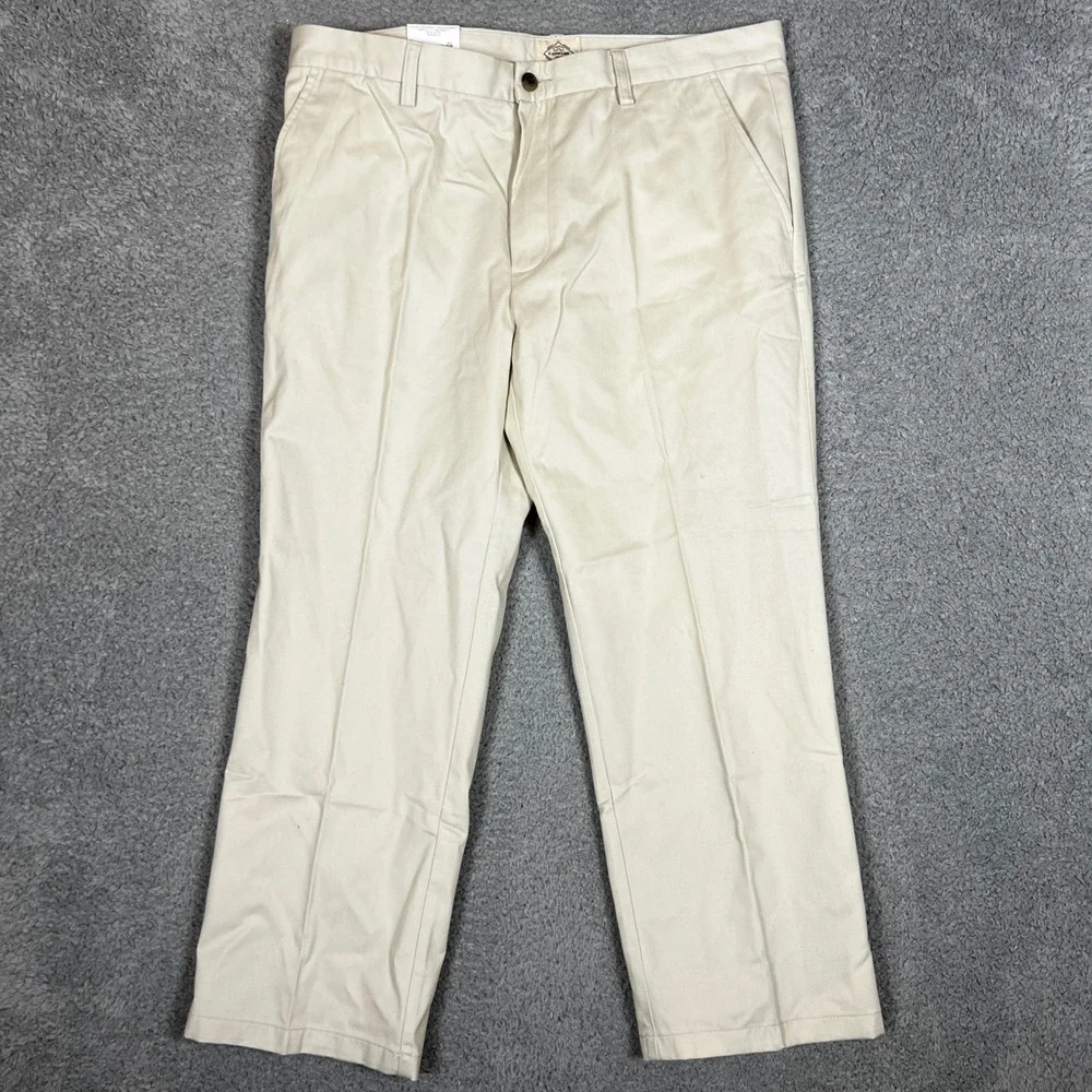 St Johns Chino Pants Mens 38x29 Khaki Beige Classic Fit Flat Front Business NEW - Picture 3 of 10